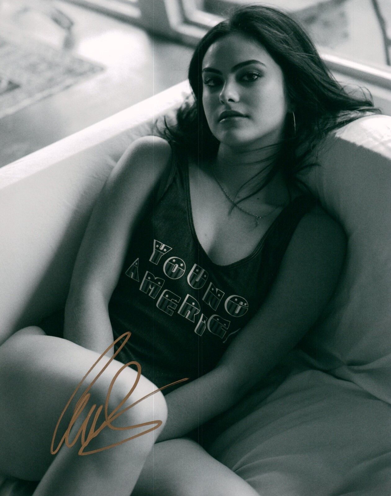 Camila Mendes Riverdale Actress Sexy B&W Hand Signed 8x10 Photo Poster painting COA 1