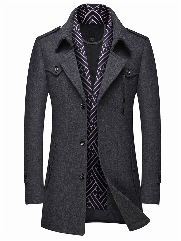 Men's Winter Coat Wool Coat Overcoat Business Casual Winter Wool Outerwear Clothing Apparel Notch lapel collar | 168DEAL