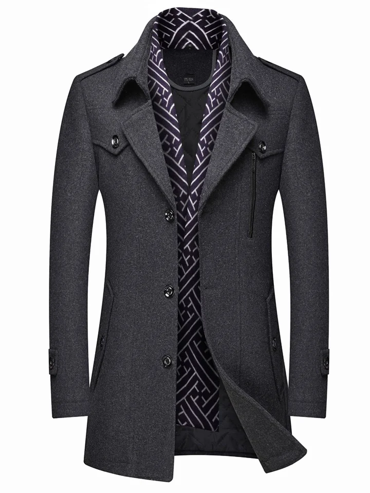 Men's Winter Coat Wool Coat Overcoat Business Casual Winter Wool Outerwear Clothing Apparel Notch lapel collar