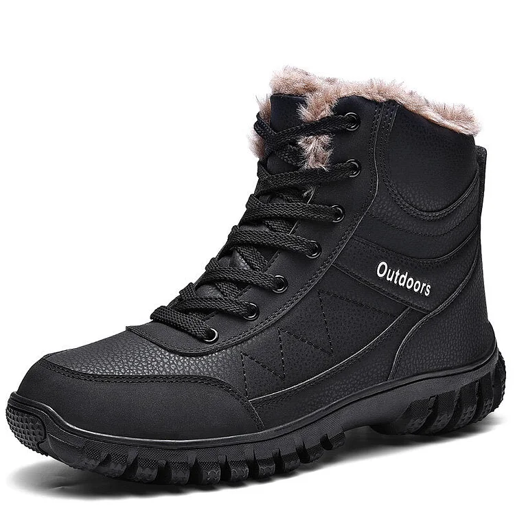 Men Outdoor Waterproof Cold Resistance Warm Lined Slip Resistant Hiking Snow Boots
