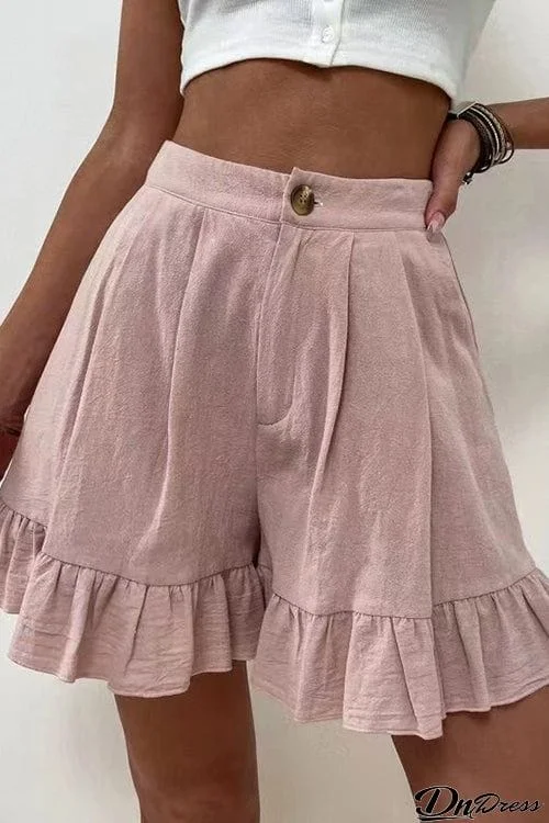 Button Flutter Hem Shorts