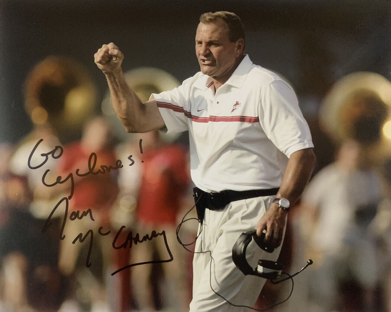 DAN MCCARNEY HAND SIGNED 8x10 Photo Poster painting IOWA STATE FOOTBALL COACH AUTOGRAPH COA