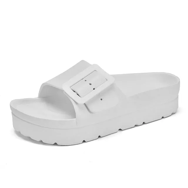 Summer Platform Sandals Women flip flops Beach Home Slippers Flat Pink Red Black White Slides 2021 EVA Light Casual Shoes female
