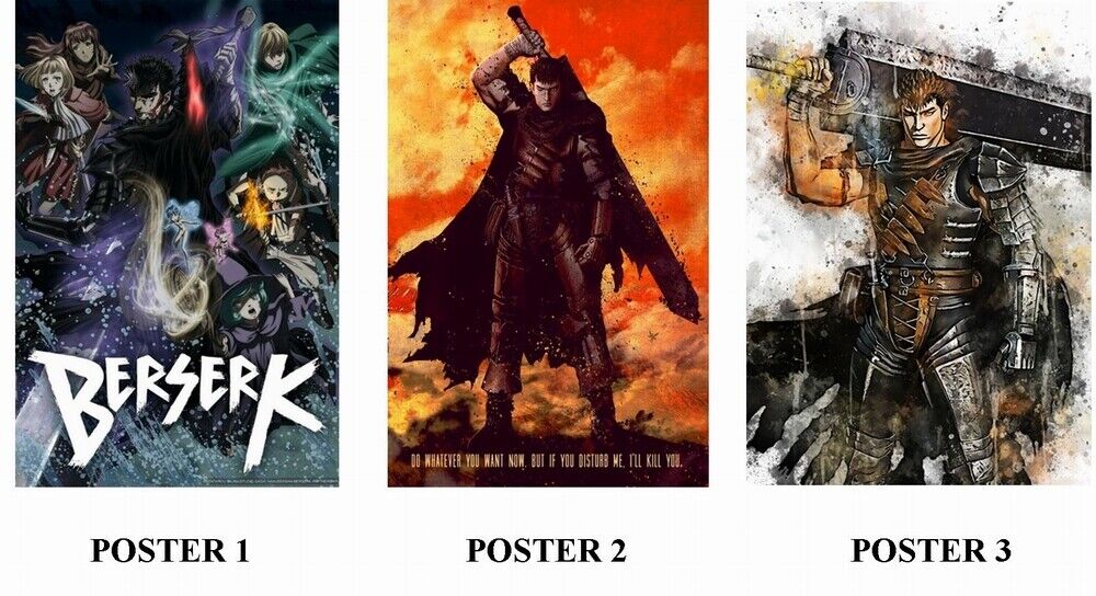 BERSERK - ANIME - 3 Photo Poster painting POSTERS - QUALITY PRINTS - INSERTS FOR FRAMING