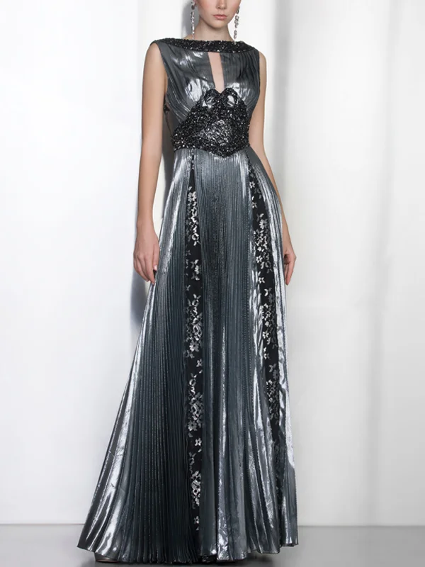 Hollow Out Solid Color Maxi Dress