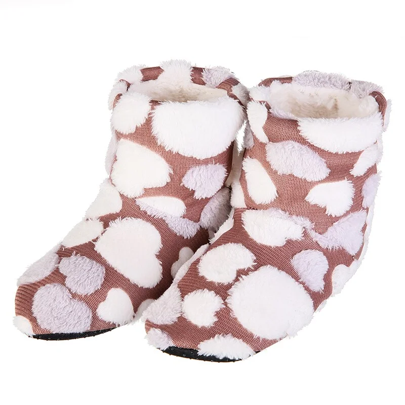 Glglgege Ladies Home Floor Soft Women indoor Slippers sole Cotton-Padded Shoes Female Cashmere Warm Casual Heart-shaped Shoes