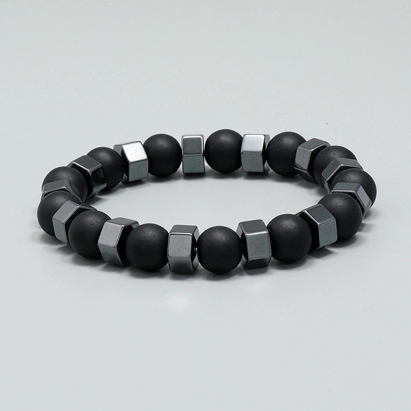 Minimalist Geometric Glass Black Gallstone No Inlaid Beaded Chain Bracelets In Bulk