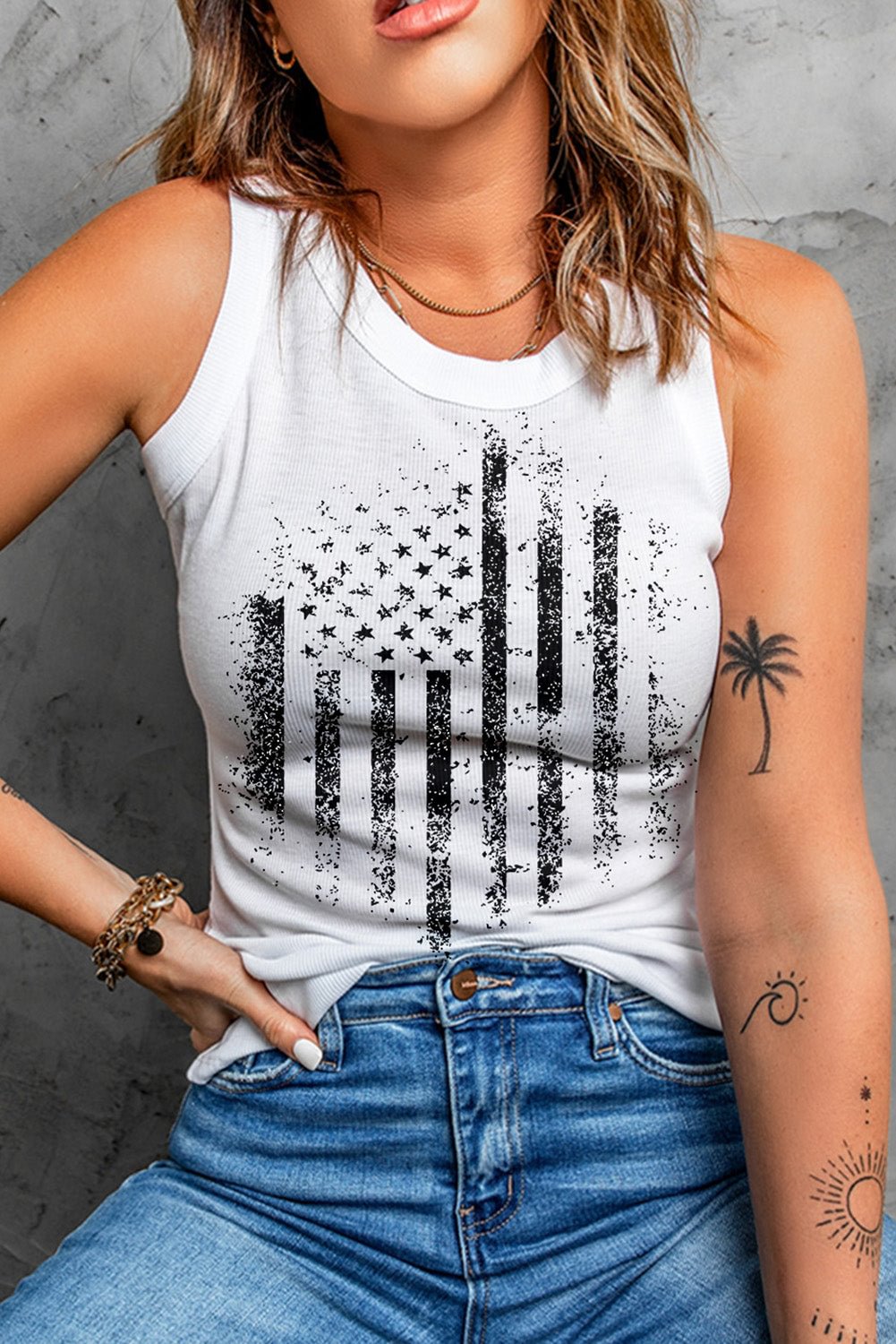 American flag Graphic Tank Tops