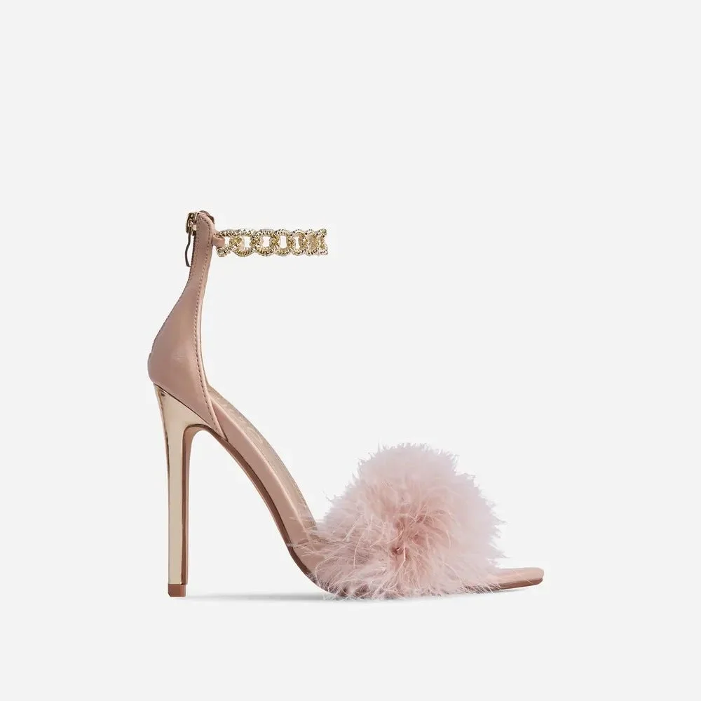 High Heels Hair Ball Pointed Stiletto Sandals