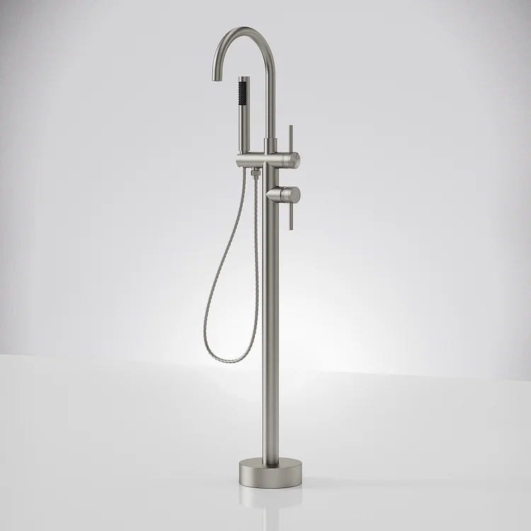 EVERSTEIN Freestanding Floor Mount Bathtub Faucet in Brushed Nickel SFS-1093-NK