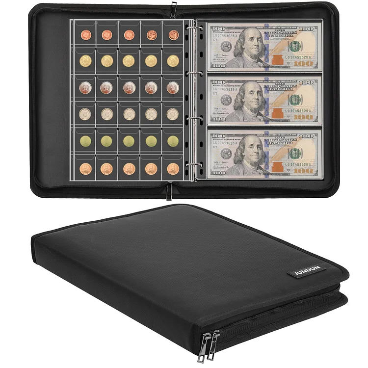 300 Pockets Fireproof Coins Collecting Album, Coin Collection Book Holder for Collectors
