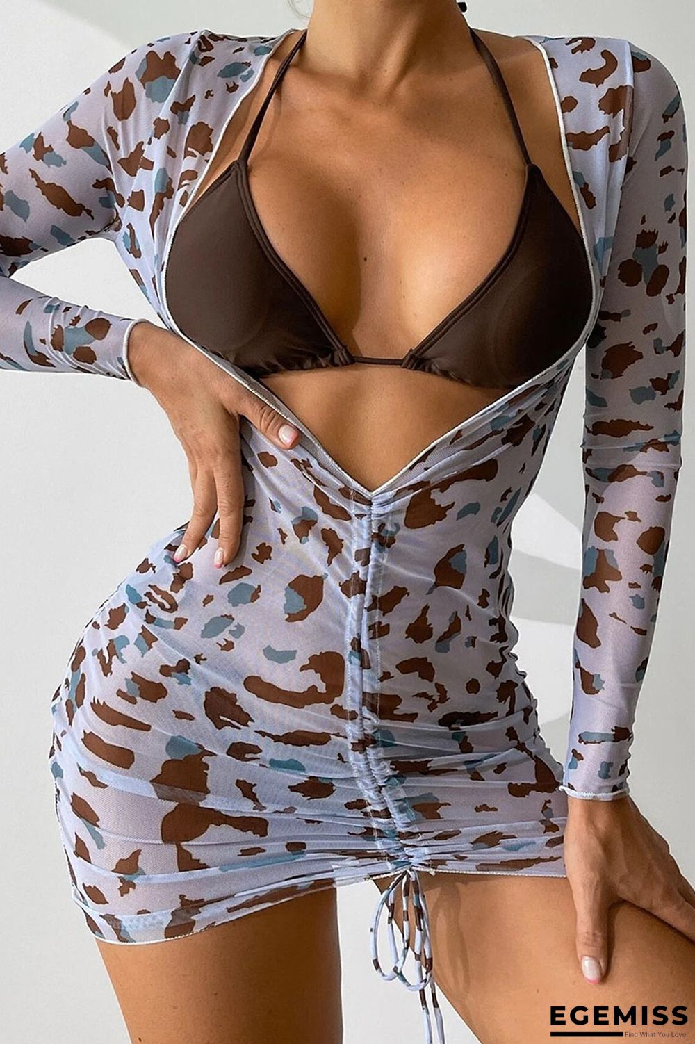 White Sexy Print Patchwork Fold Swimwears | EGEMISS