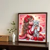 (40*40cm)Girl White Tiger - Full Round Drill Diamond Painting