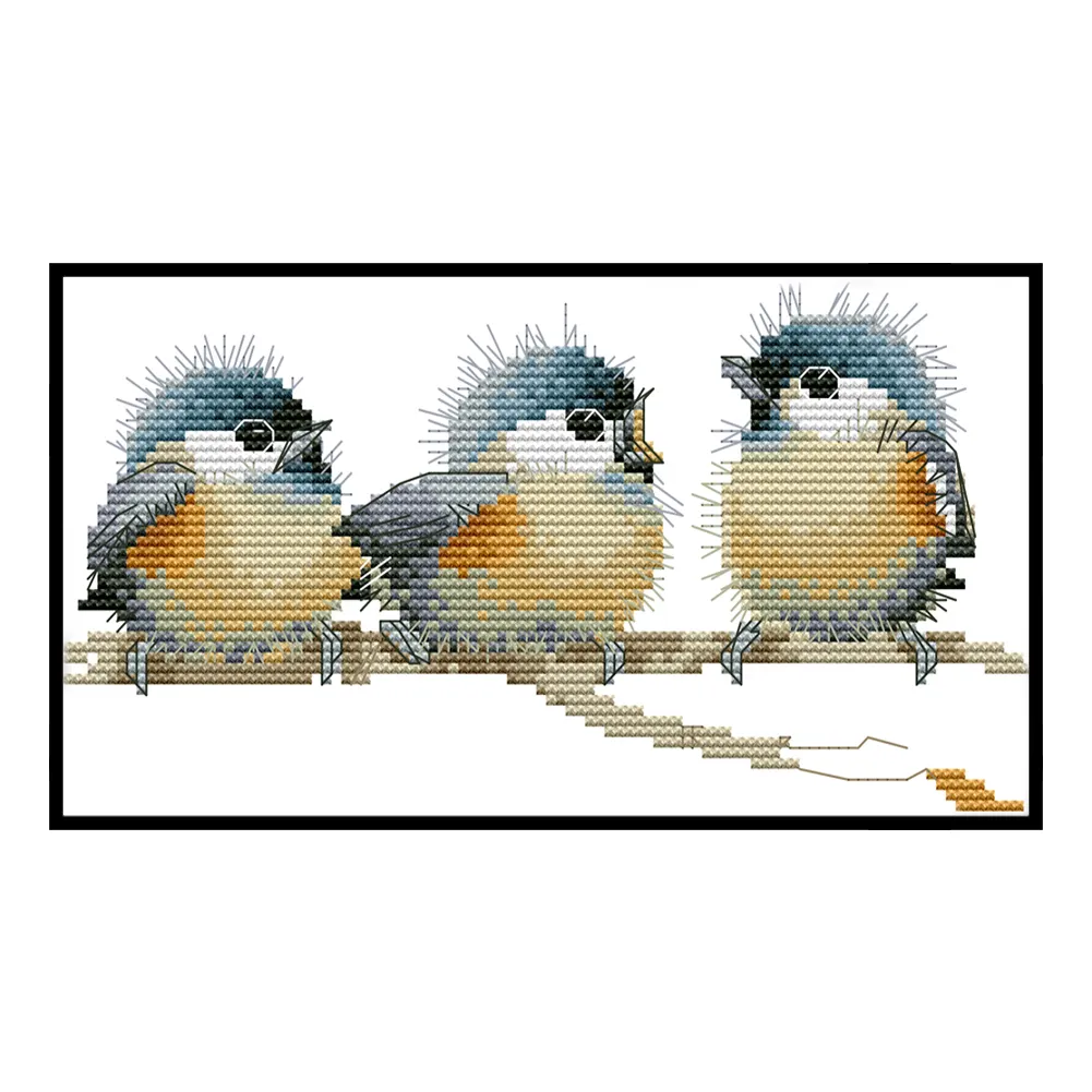 3 Birds-14CT Full Stamped Cross Stitch Kits (Canvas|25*14CM)