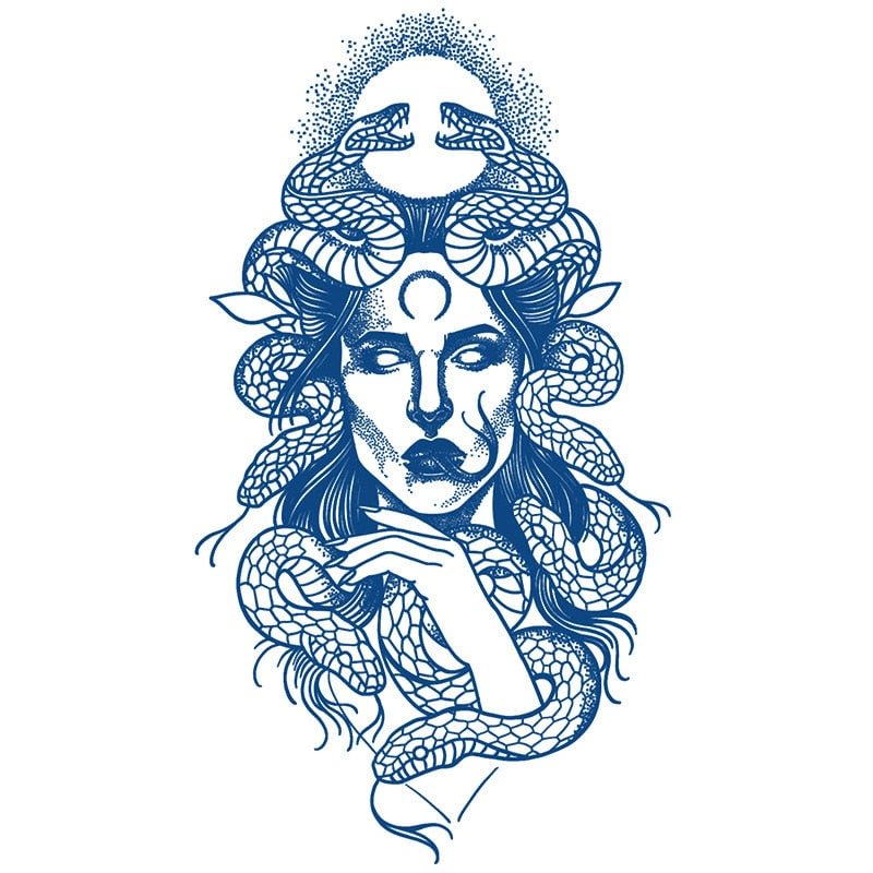 Juice Ink Tattoos Body Art Lasting Waterproof Temporary Tattoo Sticker Medusa Tatoo Arm Fake Tatto Snake Women Men