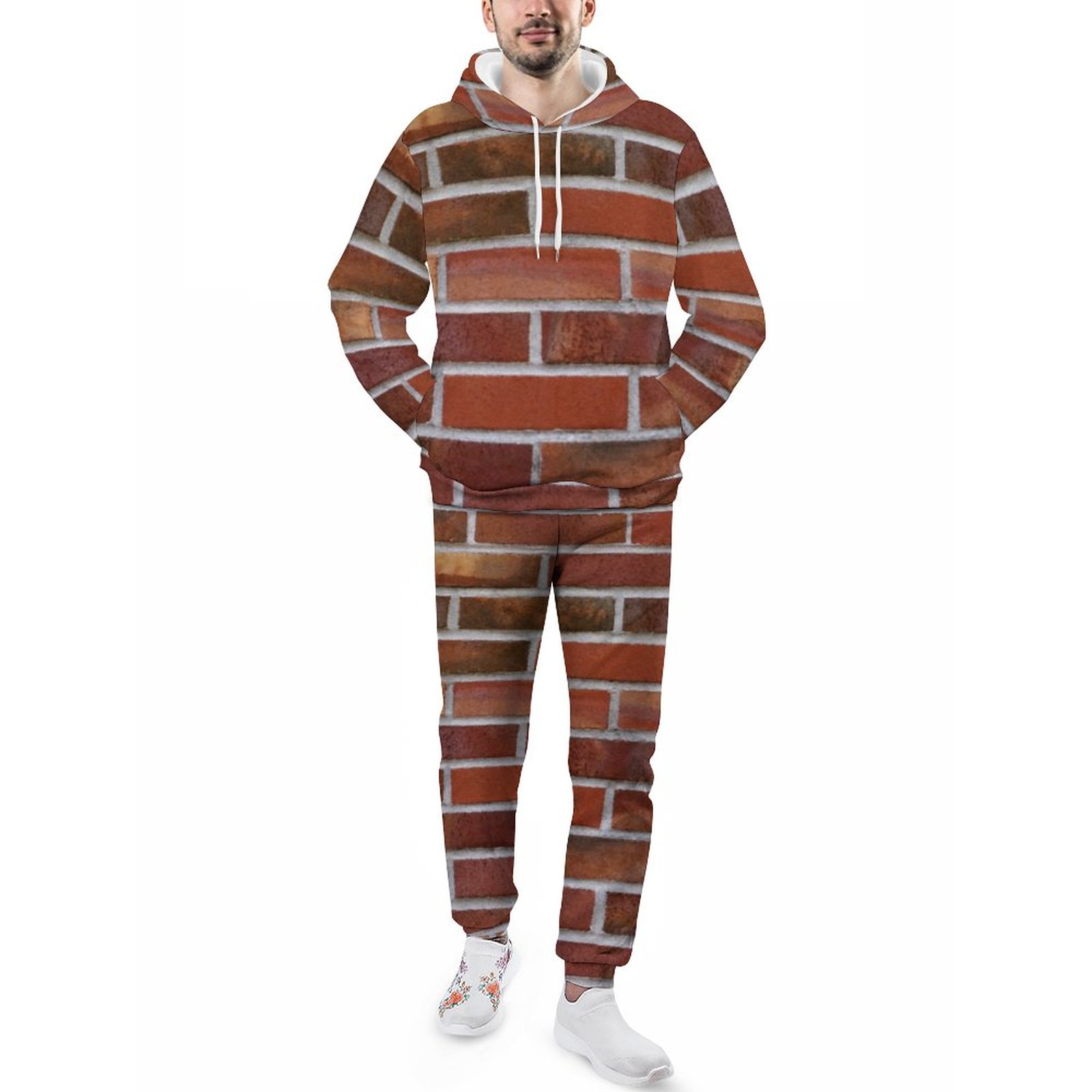 Funny Colorful Brick Wall Men's Tracksuit 2 Piece Hoodie Sweatsuit Sets Guys Streetwear Jogging Athletic Suits S-5Xl