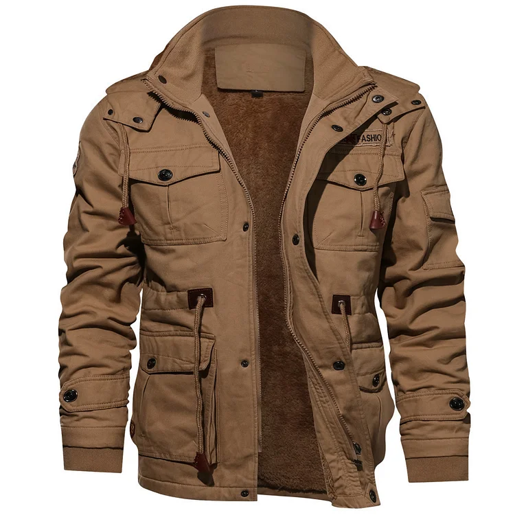 Men's Fleece-Lined Thickened Large Size Casual Jacket Coat VangoghDress