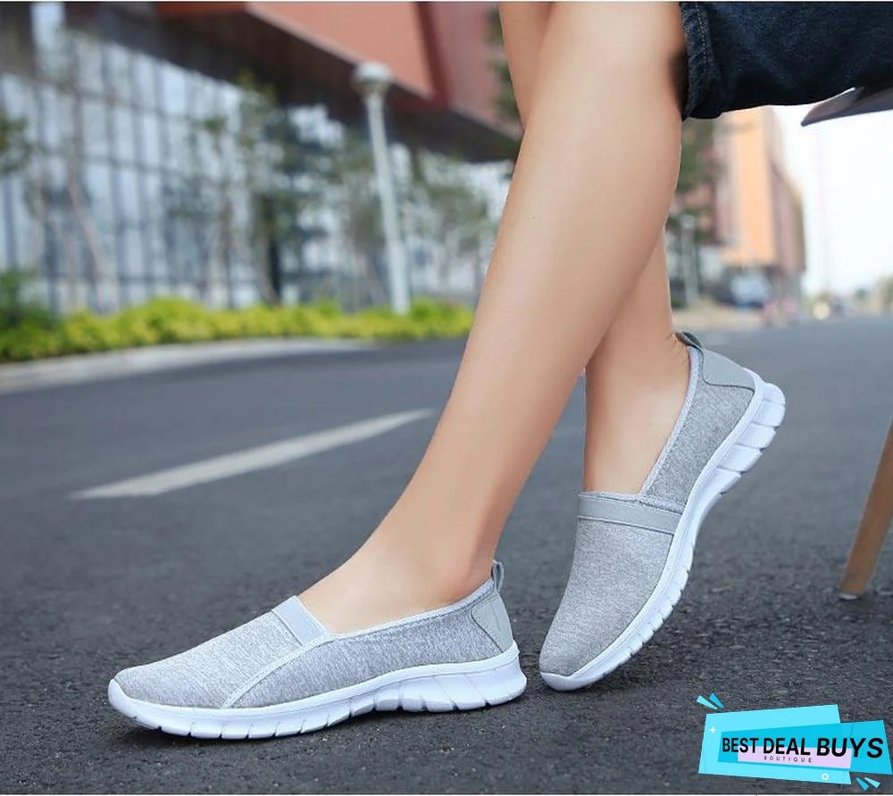 Women Slip On Loafers Plus Size Breathable Mesh Ballet Sneakers Flat Shoes