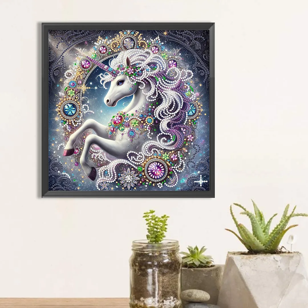 Cartoon Unicorn - Diamond Painting - Partial Special Shaped Drill(Canvas|30*30cm)