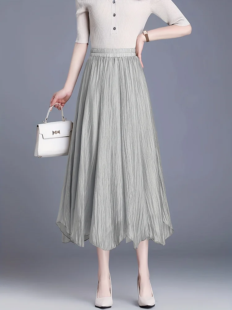 Women's Flowing Sheer Mermaid Skirt - Summer Lightweight Asymmetrical Hem With Tiered Ruffled Layers, Loose Fit Solid Color Non-Transparent For Casual & Formal Occasions, Formal Event Attire, Quality Craftsmanshi