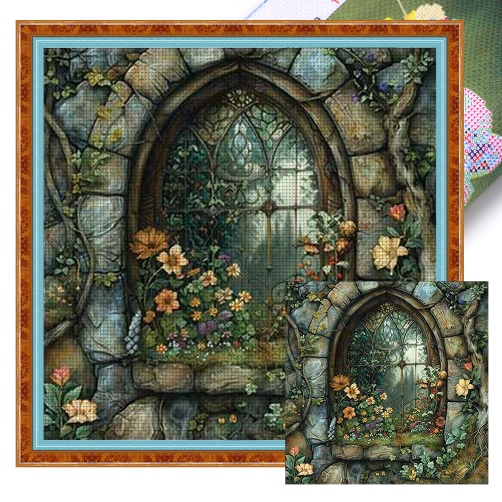 Tree House Window Full 14CT Pre-stamped Canvas(50*50cm) Cross Stitch