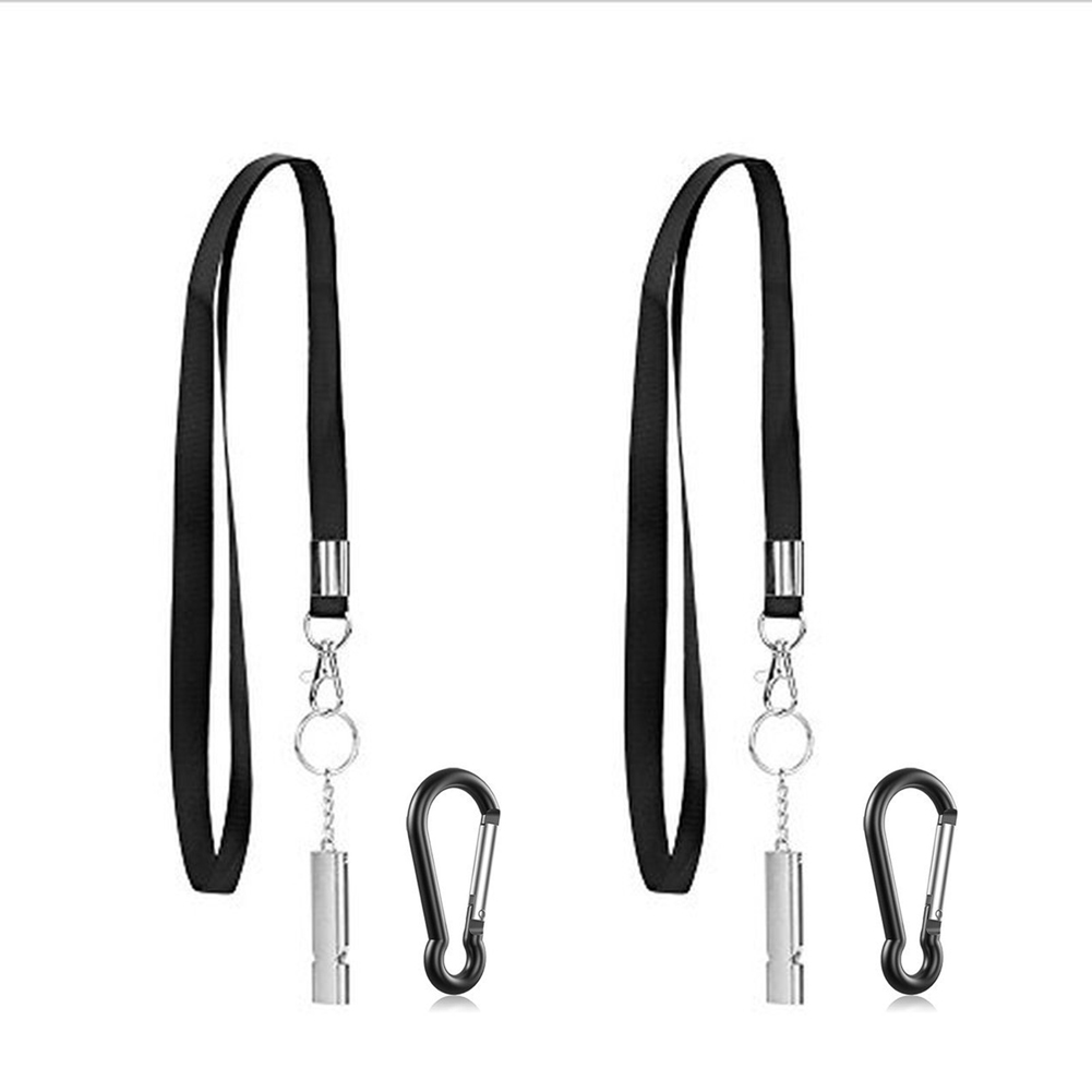 

2x Camping Training Dual Band Survival Loud Whistle with Lanyard Carabiner, 501 Original
