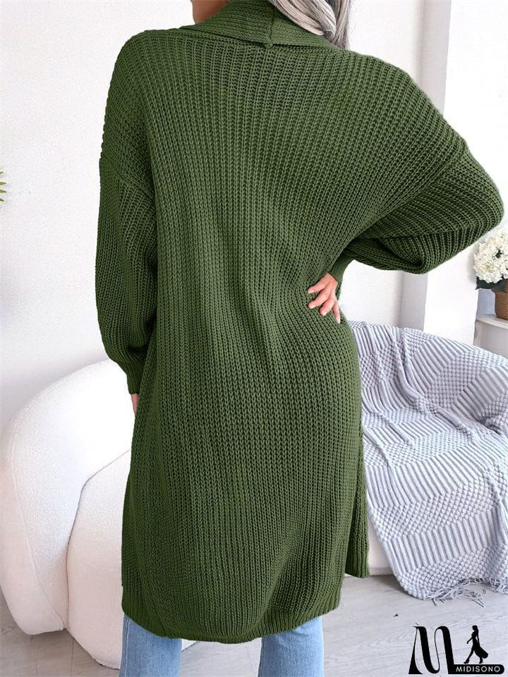 MidiSono - All Match Leisure Lapel Cardigan Loose Women's Sweater