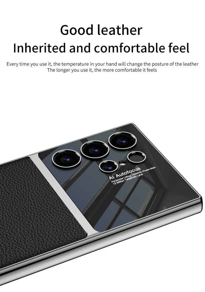 Samsung S24 mobile phone case S24u leather case S24ultra electroplated plain leather mobile phone