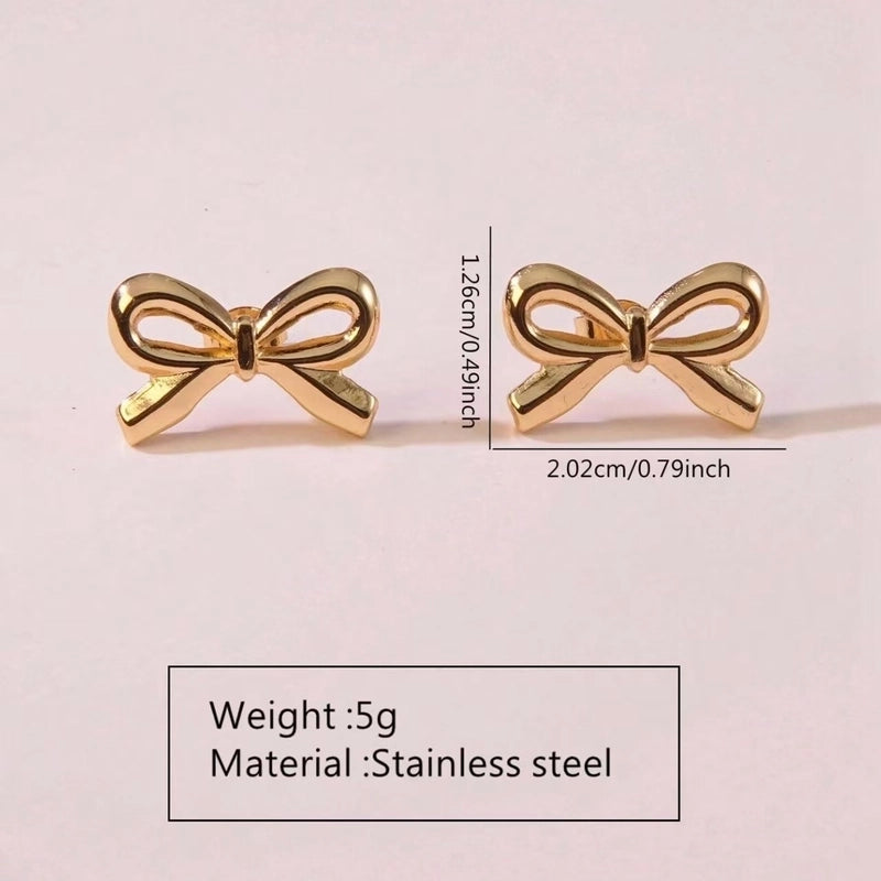 1 Pair Casual Minimalist Classic Style Bow Knot 304 Stainless Steel Imitation Gold  Ear Studs