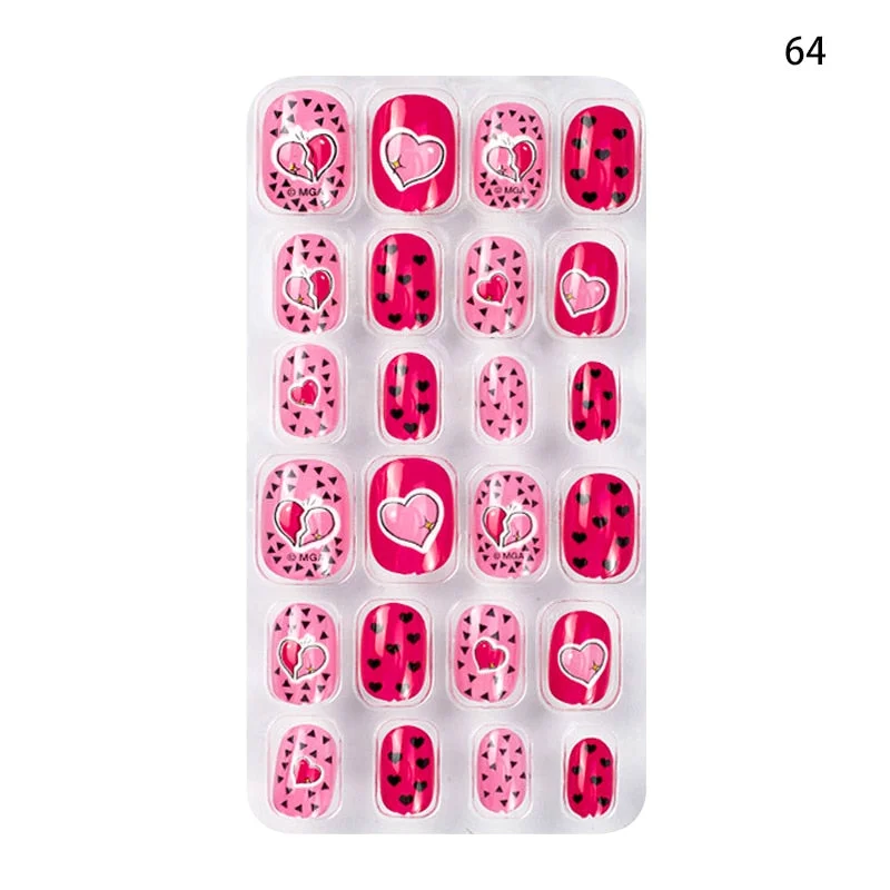 Children Adult 24 Fake Nails Christmas Cartoon Pattern Boxed Children Simple Wear-resistant Finished Full Covering Nail Sticker