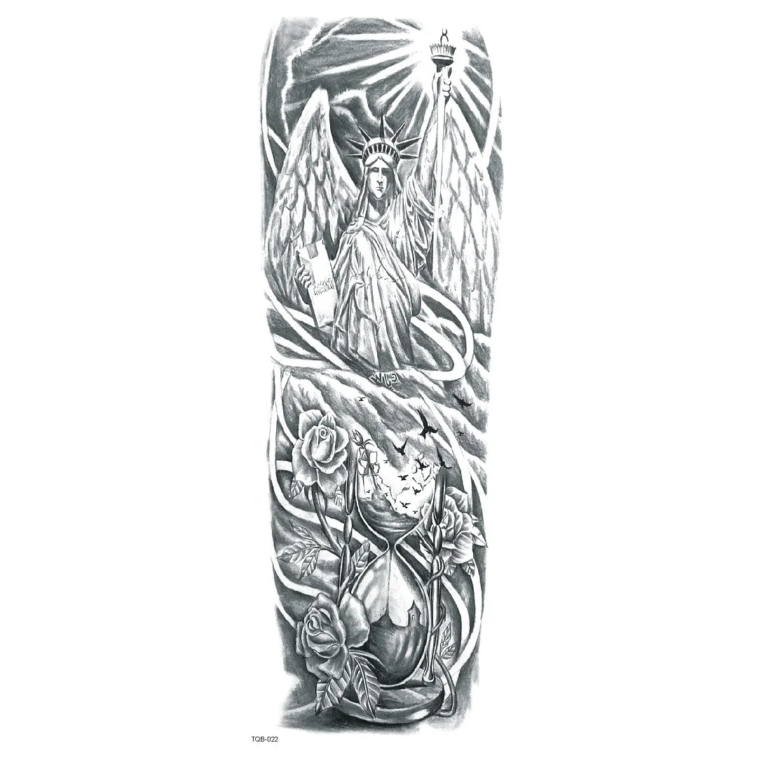 Large Arm Sleeve Tattoo The Dragon Tiger Waterproof Temporary Tatoo Sticker Full Skull Totem Tatto