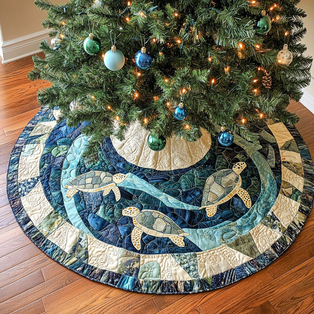 Tidings Turtle Quilted Christmas Tree Skirt NCU0PT2489