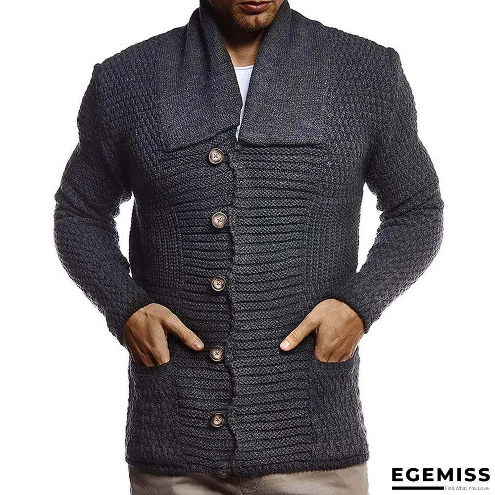 Men's Solid Color Long Sleeve Knitted Cardigan Coat | EGEMISS