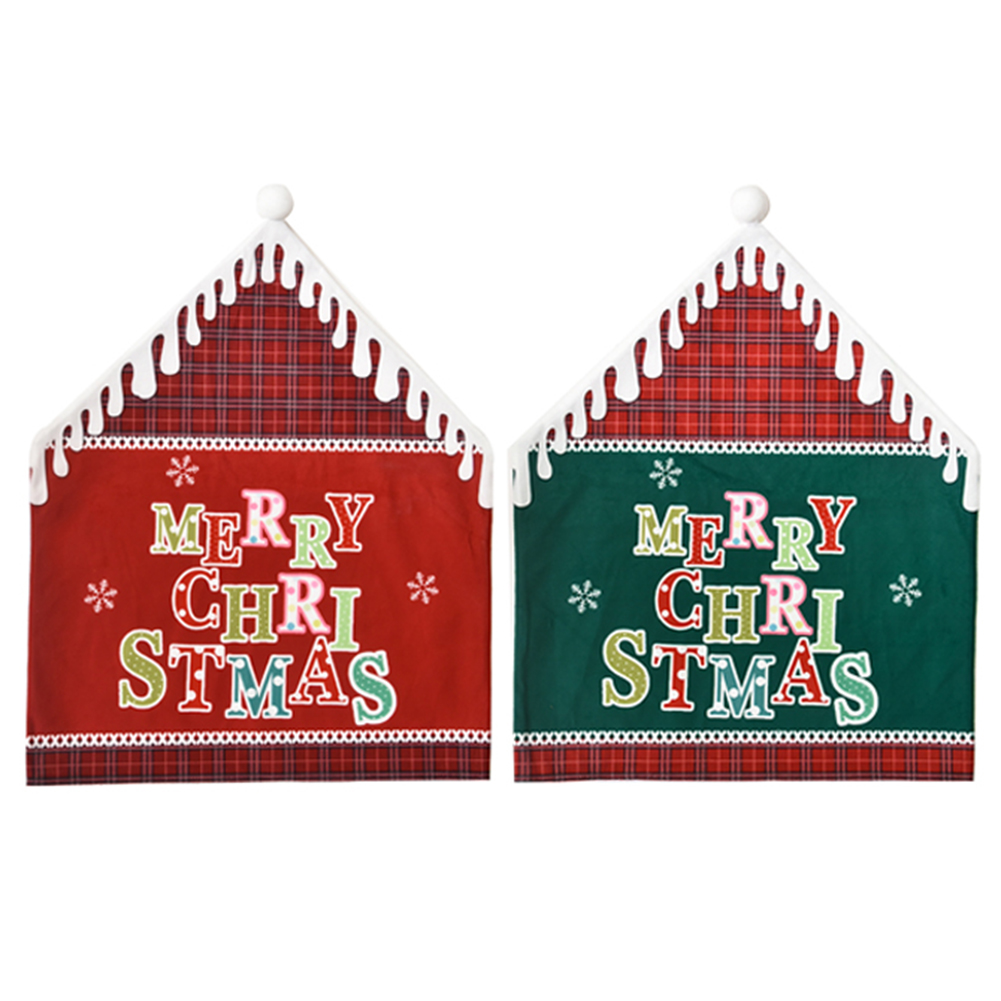 

Merry Christmas Chair Cover Dinner Table Red Cap Ornament Chair Back Covers, Green, 501 Original