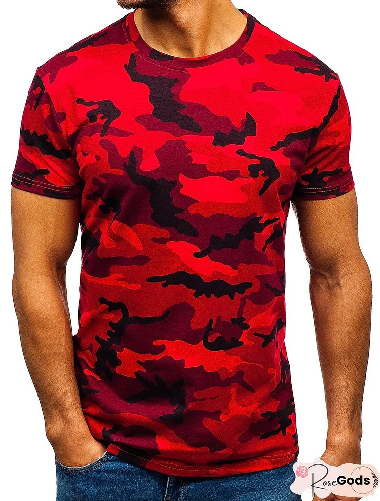 Men's Tee T Shirt Military Short Sleeve Daily Tops Cotton Basic Casual Streetwear Round Neck