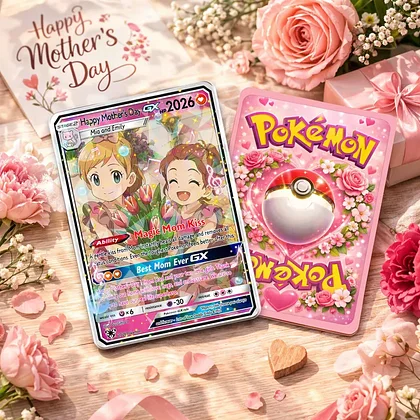 mother's day pokemon card Personalized Poke Mother's Day Card - Custom Gift for Mom main image 1