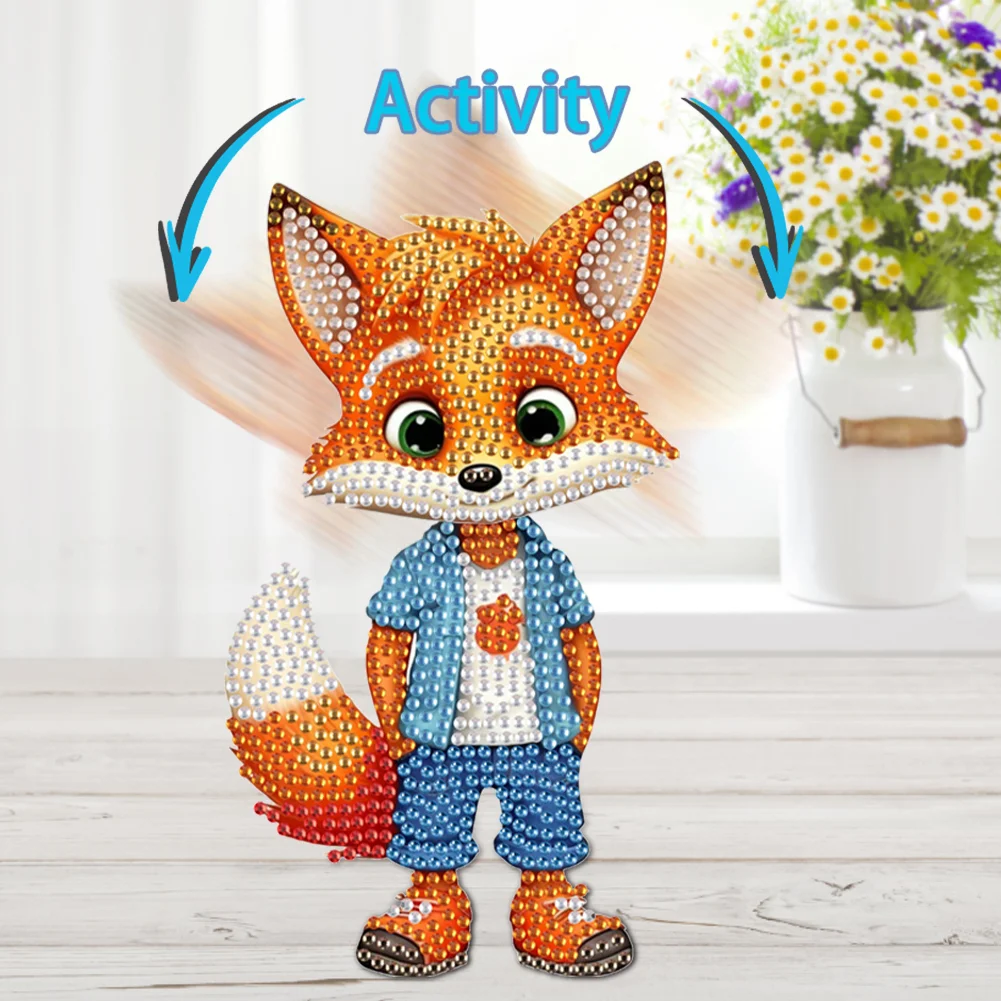 DIY Fox Acrylic Shaking Head Table Top Special Shaped Drill Diamond Painting Ornament Kits