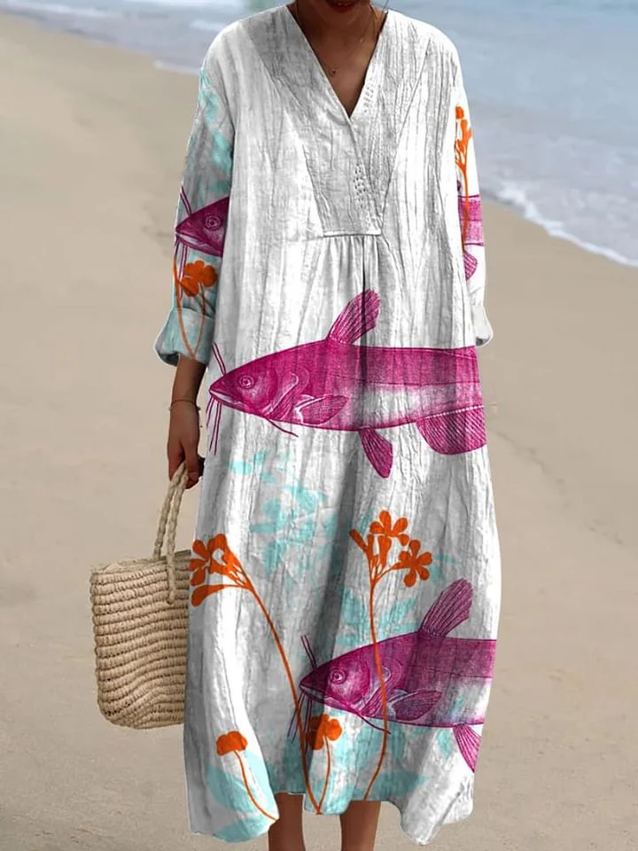 Women's Colorful Fish Art Print Dress