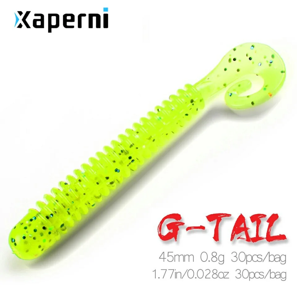 Xaperni Fishing Lure  45mm 0.8g 30pcs / bag G tail Soft Baits Fishing Wobbler Bass Bait Artificial Fishing soft Lure Tacke