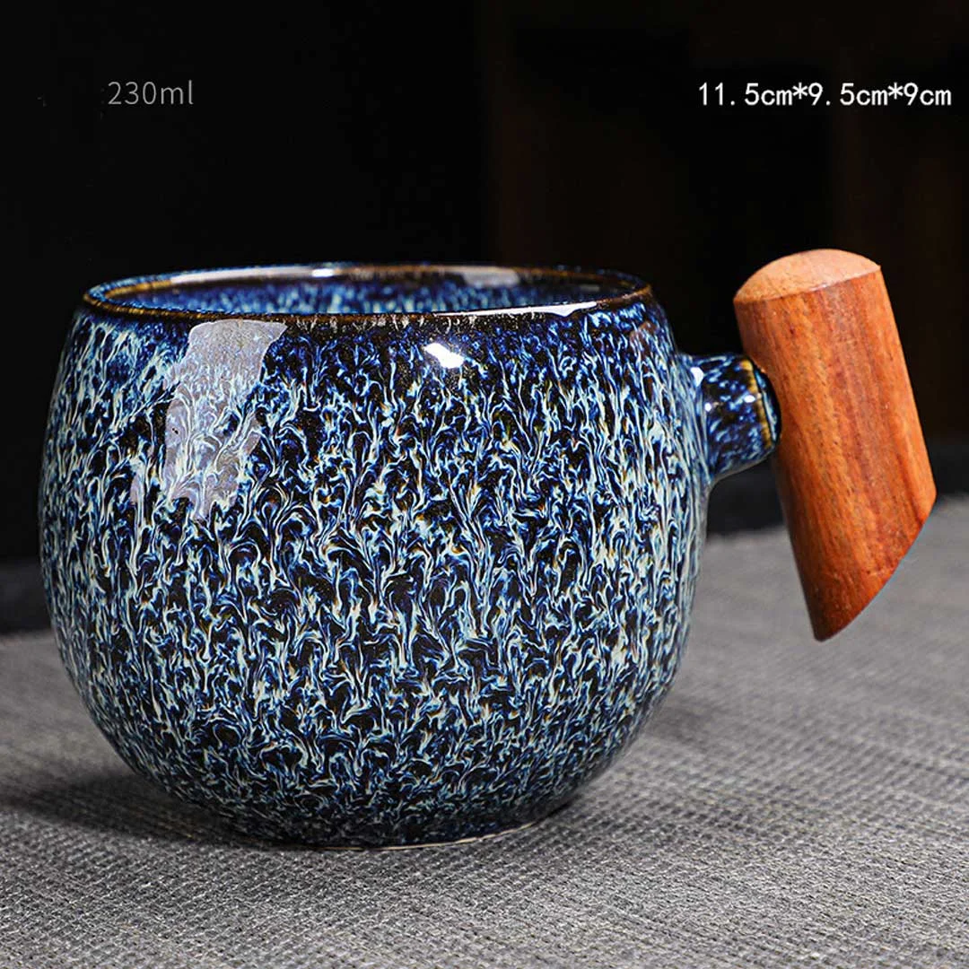 Wooden Handle Ceramic Mug