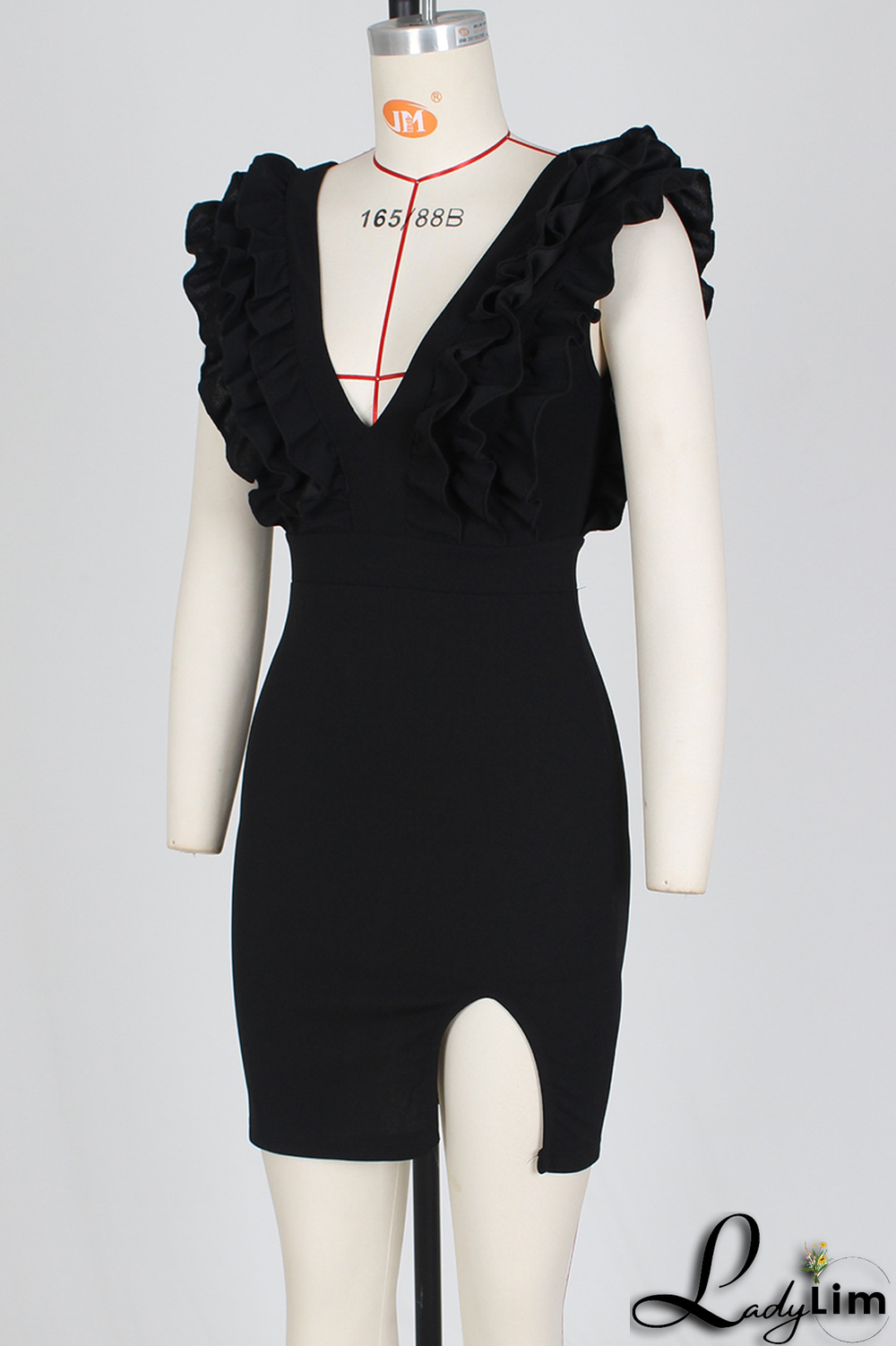 Blue Sexy Solid Stringy Selvedge V Neck Irregular Dress Dresses