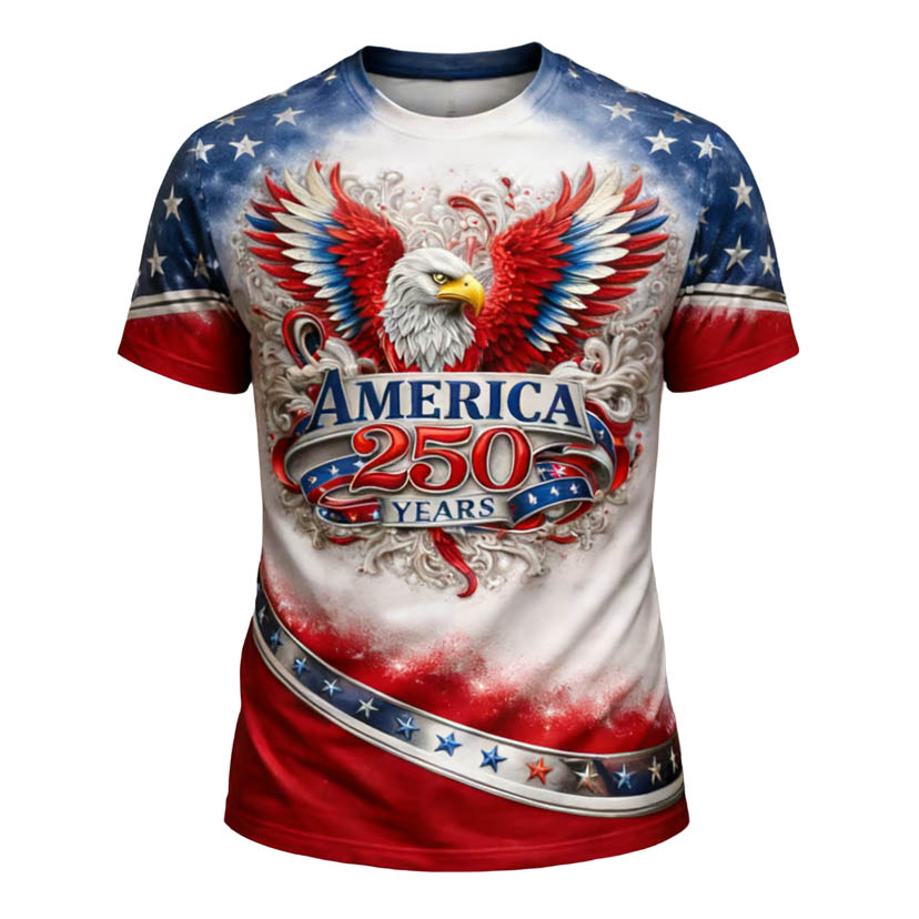Men's Vintage American 250th Anniversary Eagle Patriotic Short-Sleeve T-Shirt - Helixace