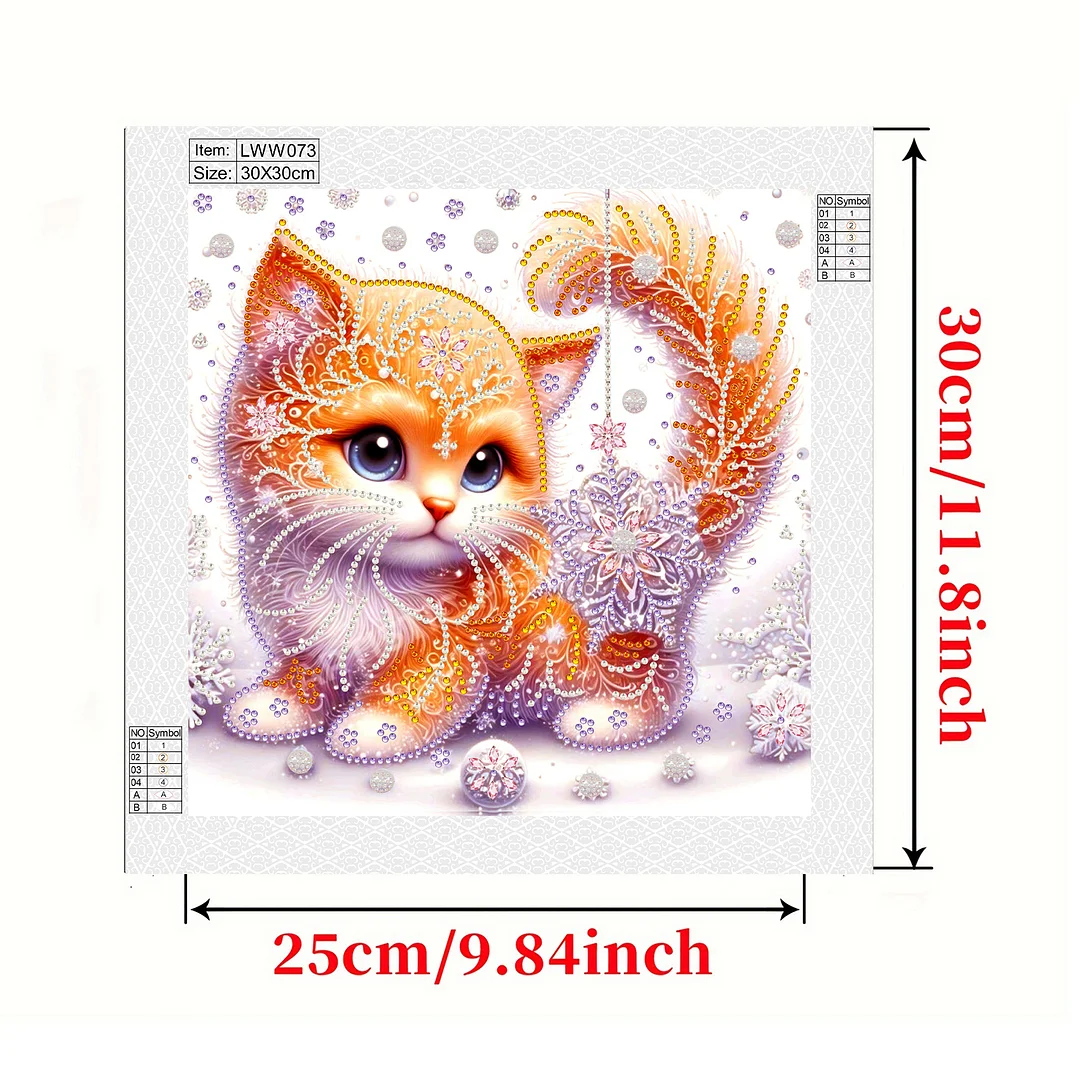 Snowflake Cat - Partial Special Shaped Drill Diamond Painting Kits (Canvas|30*30cm)
