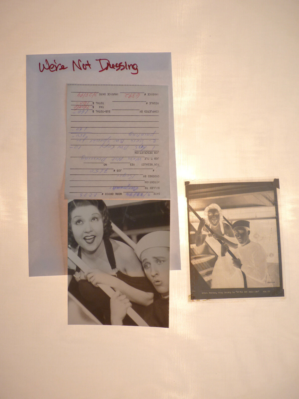 We're Not Dressing Movie Ethel Murman Bing Crosby (1) Photo Poster painting (1) Negative Lot