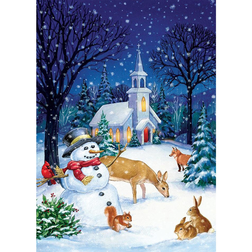 

Night Snowman - Round Drill Diamond Painting - 30*40CM, 501 Original