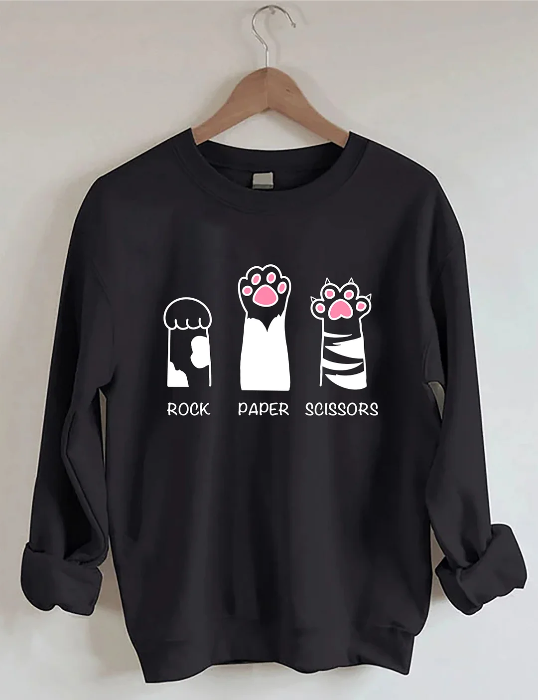 Rock Paper Scissors Cat Sweatshirt