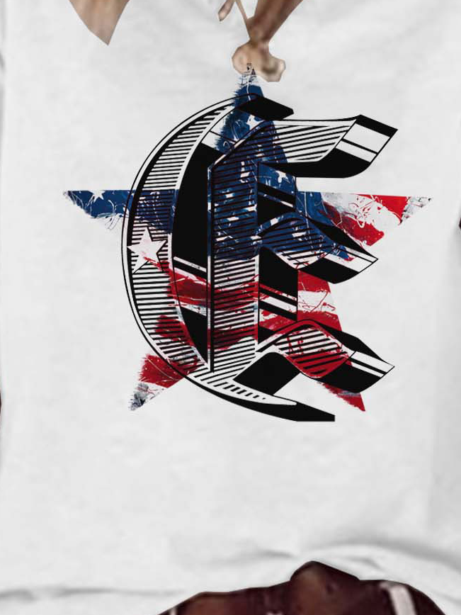American Flag Print Neck Printed T-Shirt