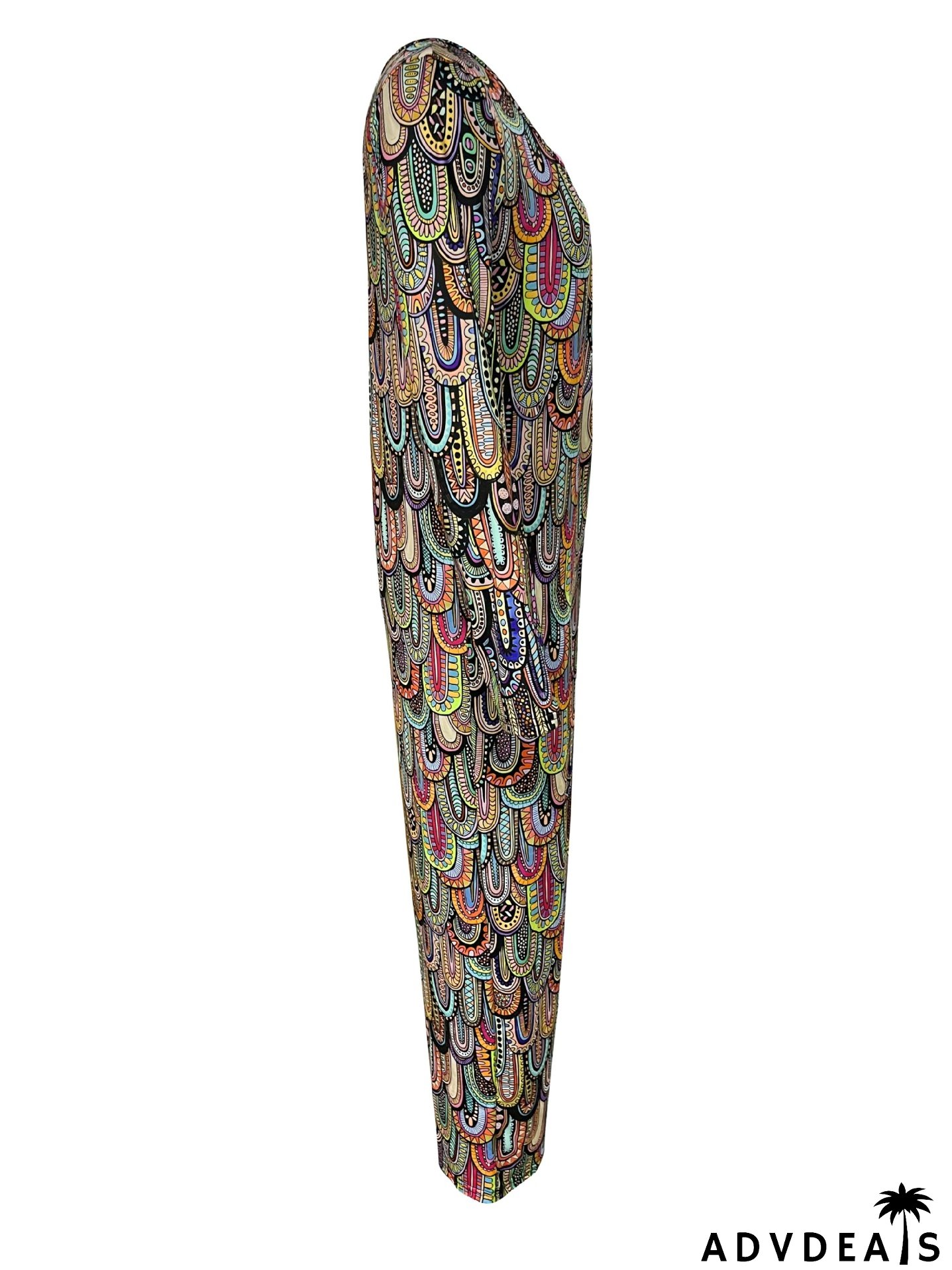 Women Print Casual Round Neck Loose Long Sleeve Jumpsuit