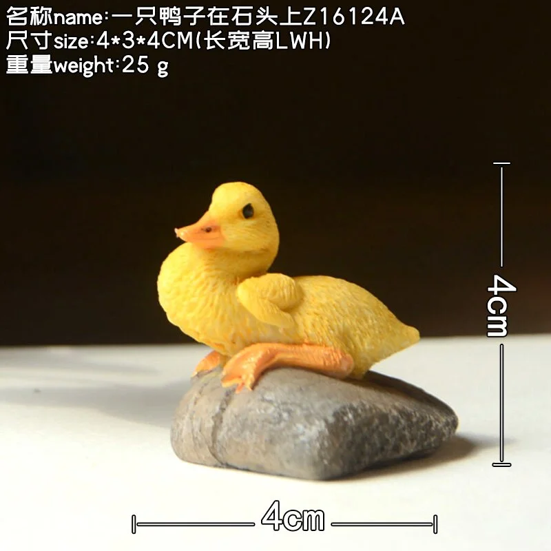 Creative Little Yellow Duck Ornament Lovely Resin Simulation Animal Micro Landscape Flower Pot Decoration Miniature Fairy Garden