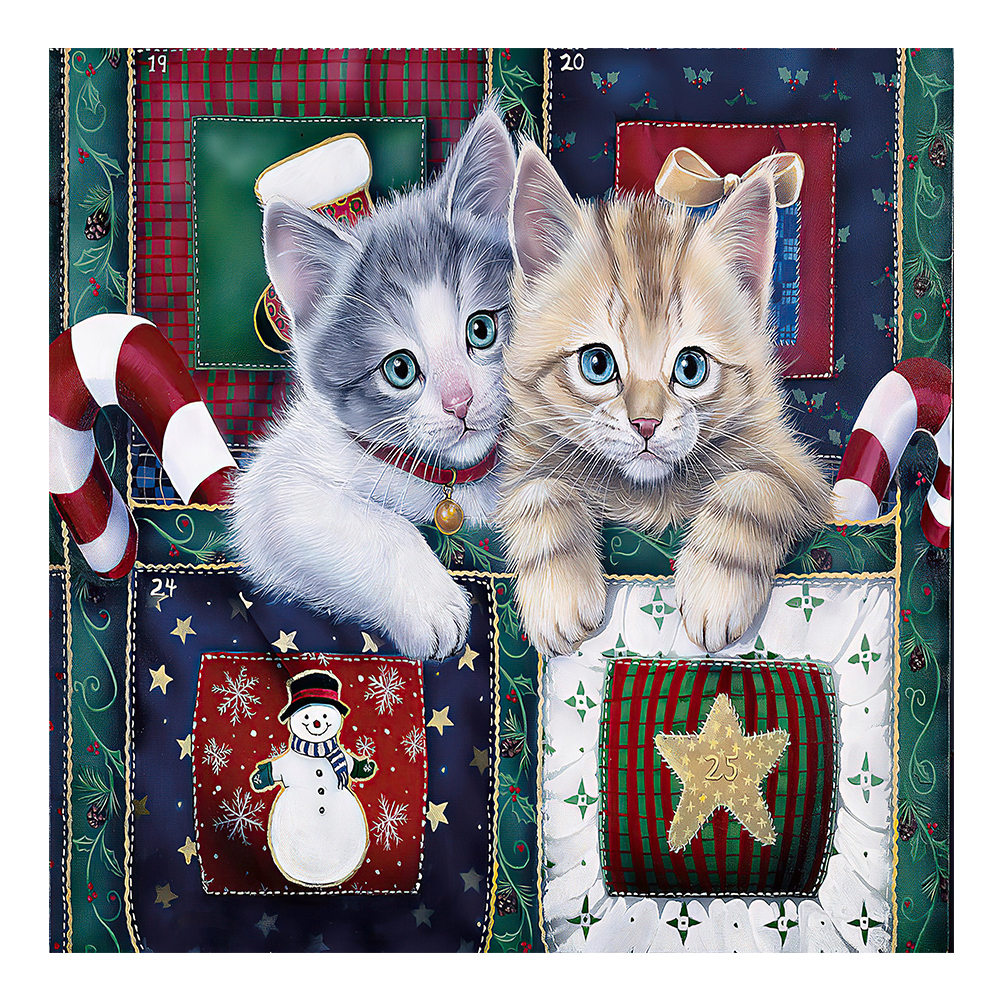 

40*40CM - Round Drill Diamond Painting - Two kittens, 501 Original